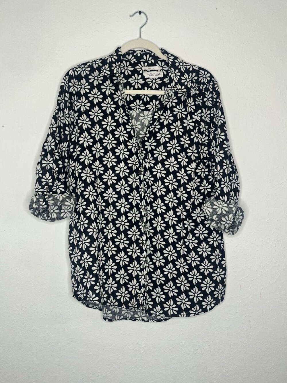 Womens Rachel Zoe Floral Long Sleeve Button Up Linen Blouse Size Large